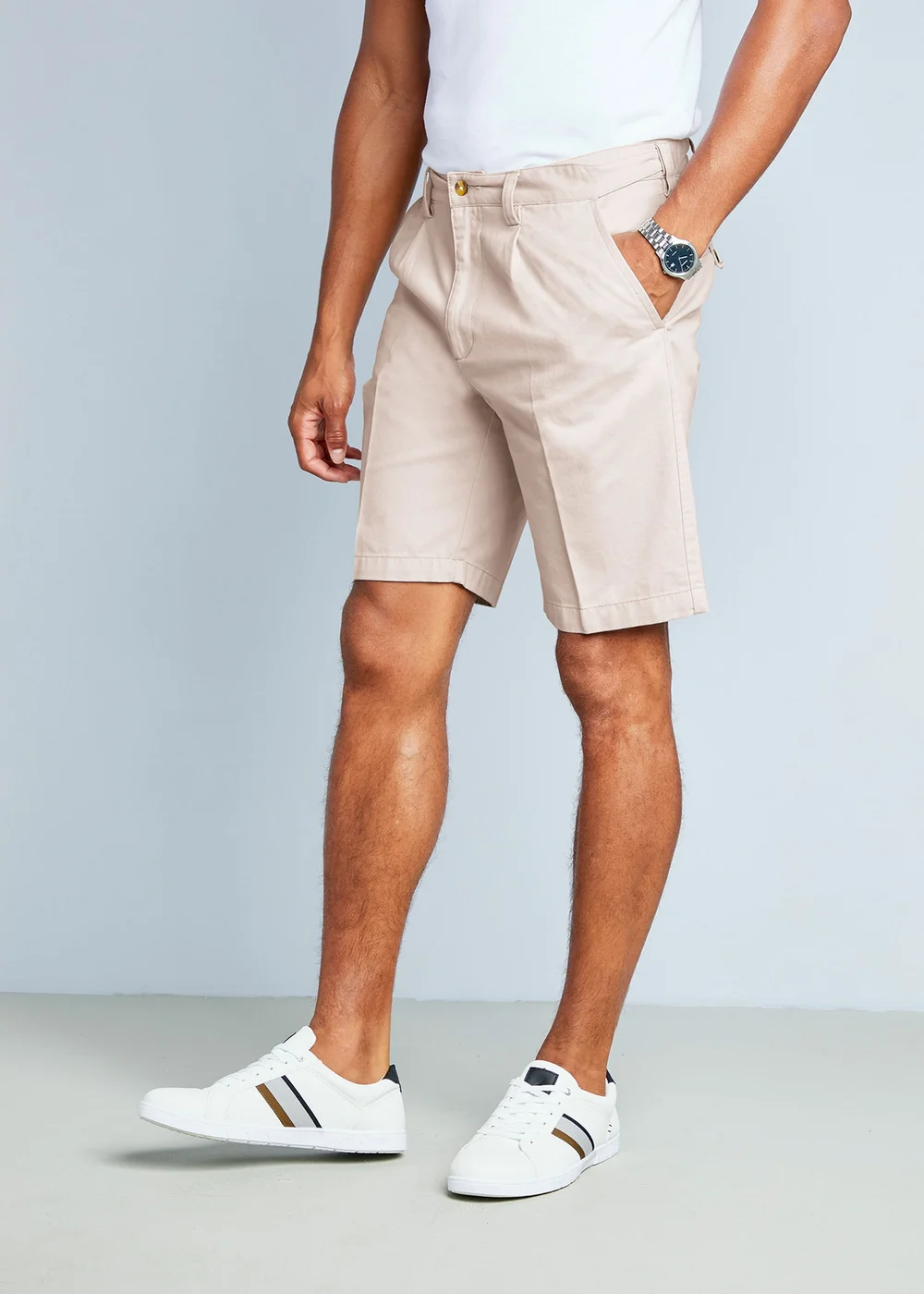 Cotton Traders Warm Cream Pleat Front Ultimate Chino Shorts - 44 W Image 2