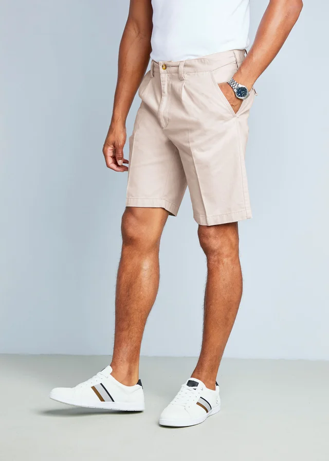 Cotton Traders Warm Cream Pleat Front Ultimate Chino Shorts