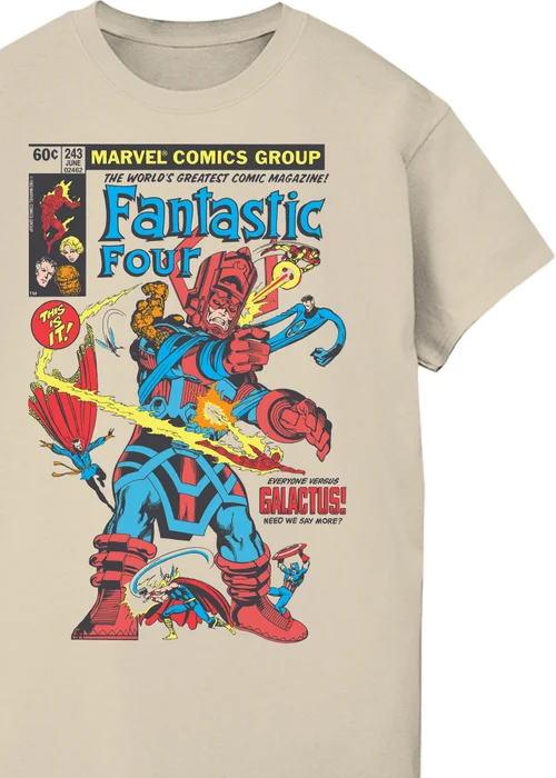 Spiral Galaxy Marvel Fantastic Four First Comic Cover Sand Graphic T-Shirt - XL Image 2