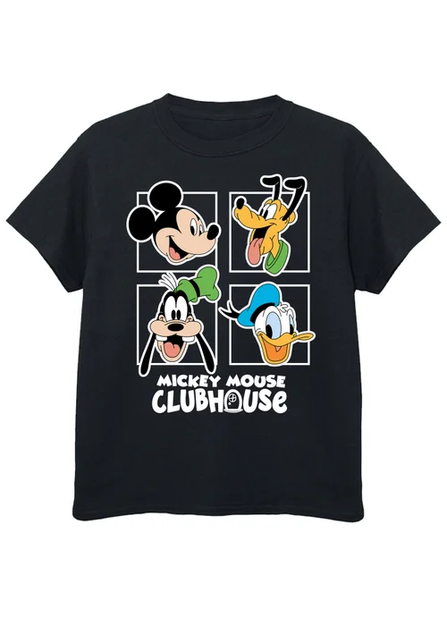 Disney Mickey Clubhouse Head Squares Kids Black Graphic T-Shirt (3-13 Years) - 5-6 Yrs Image 1