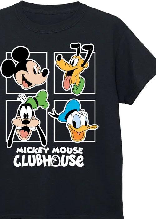 Disney Mickey Clubhouse Head Squares Kids Black Graphic T-Shirt (3-13 Years) - 5-6 Yrs Image 2