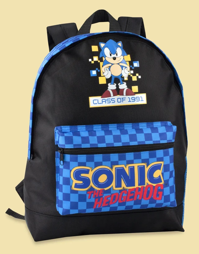 Sonic The Hedgehog Black Retro Style Gaming Backpack