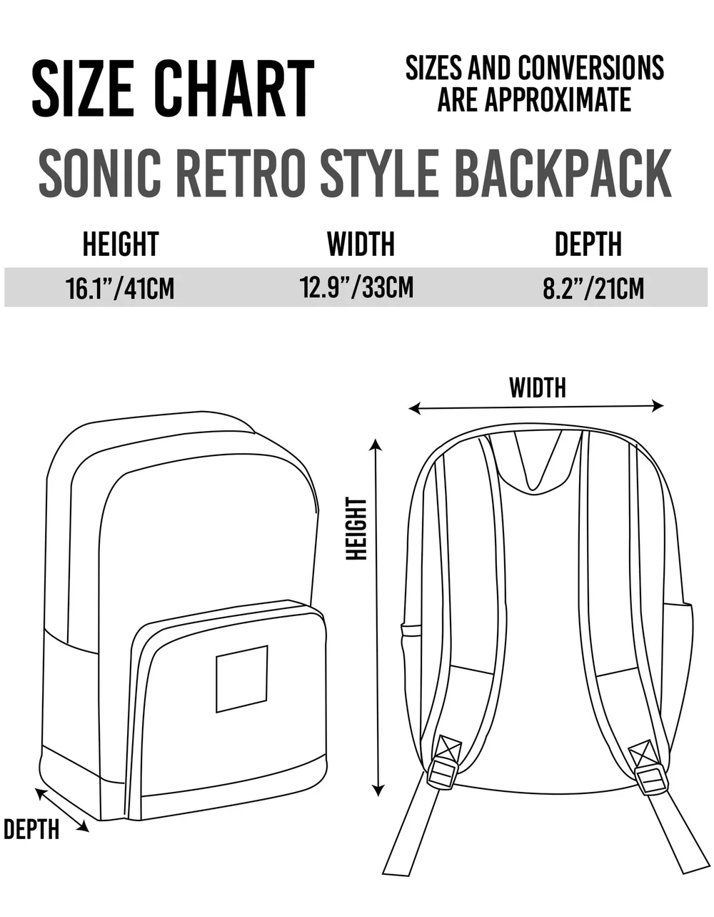 Sonic The Hedgehog Black Retro Style Gaming Backpack - One Size Image 6