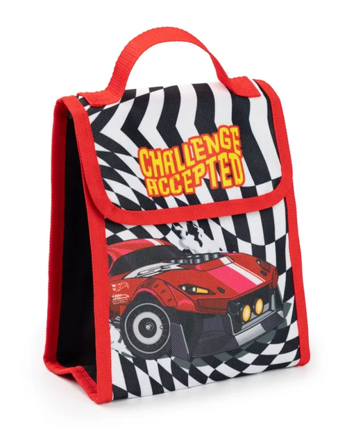 Vanilla Underground Hot Wheels Checkerboard Flame Kids Black 4 Piece Backpack Set - One Size Image 2
