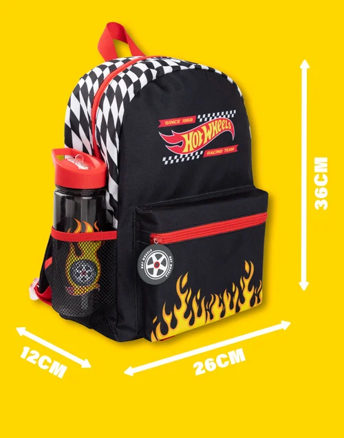 Vanilla Underground Hot Wheels Checkerboard Flame Kids Black 4 Piece Backpack Set - One Size Image 6