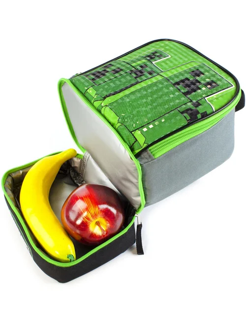 Vanilla Underground Minecraft Creeper Compartment Zip Green Lunchbag - One Size Image 3
