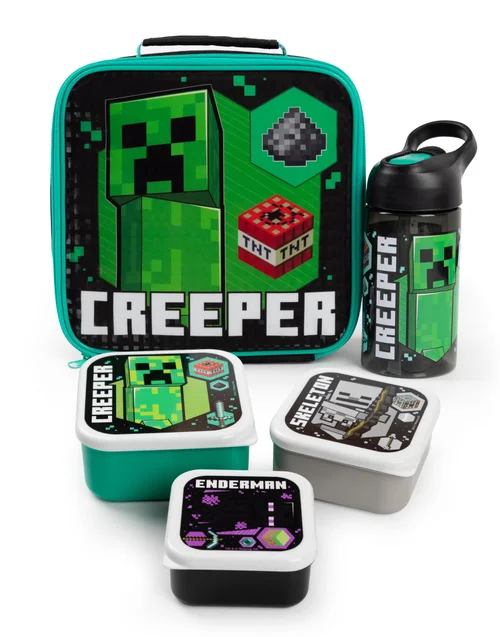 Vanilla Underground Minecraft Creeper 5 Piece Lunch Bag Set - One Size Image 1