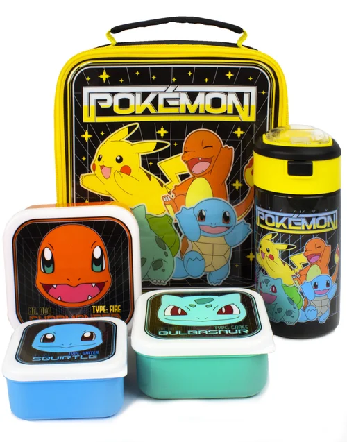 Vanilla Underground Pokemon Multi Character Kids Lunch Bag, Lunch Box and Bottle Set - One Size Image 1