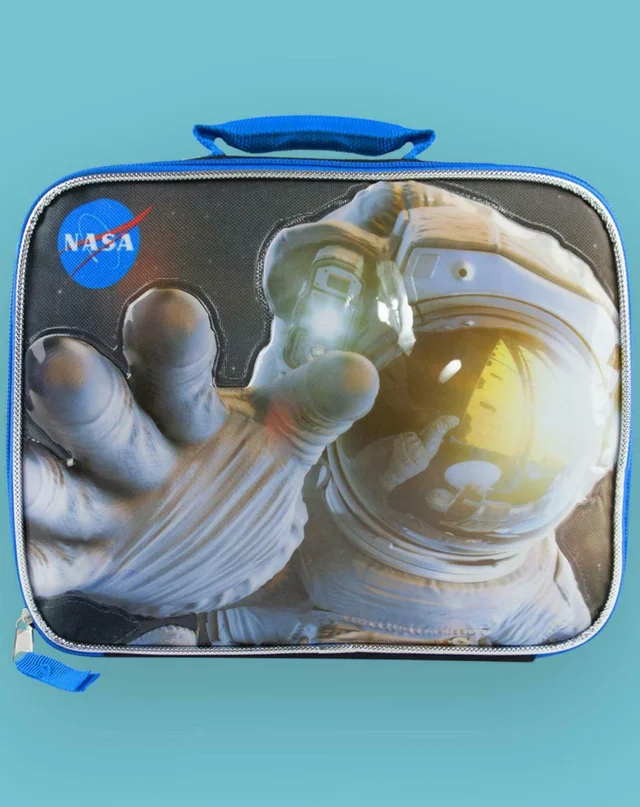 NASA Space Astronaut Kids School Zipped Compartment Black Lunch Box