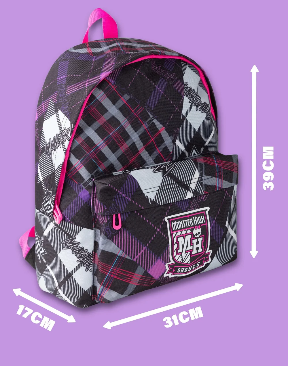 Vanilla Underground Monster High Ghouls Tartan Black Backpack - One Size Image 6