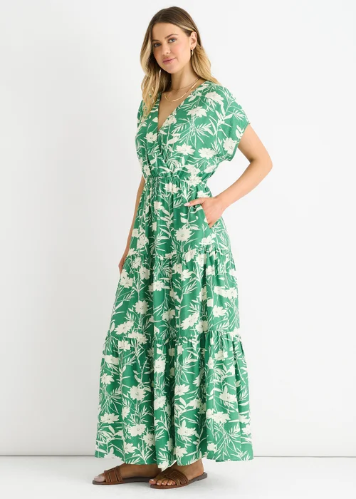Gini London Green Floral Elastic Waist Maxi Dress - 8 Image 4
