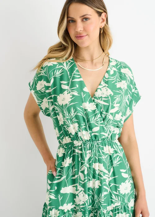 Gini London Green Floral Elastic Waist Maxi Dress - 8 Image 3