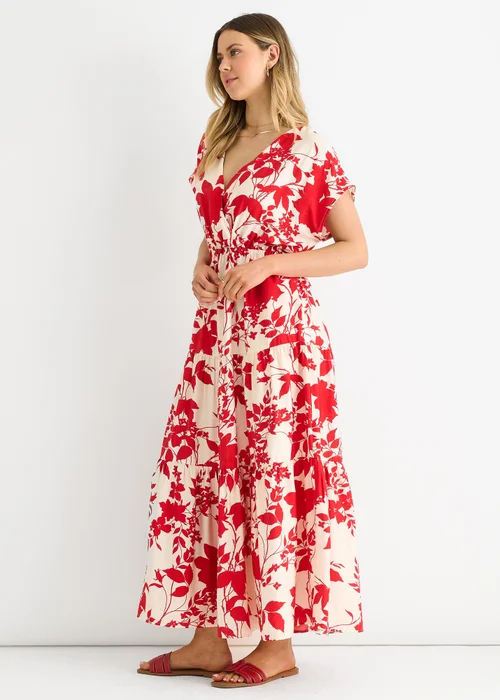 Gini London Red Floral Elastic Waist Maxi Dress - 8 Image 4