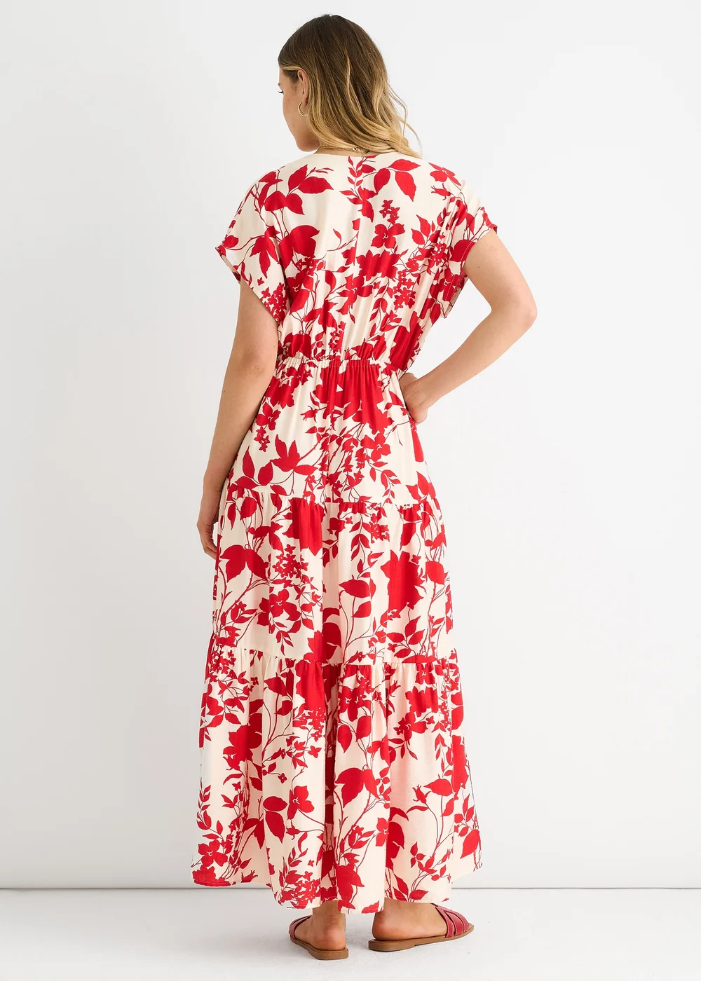Gini London Red Floral Elastic Waist Maxi Dress - 8 Image 2