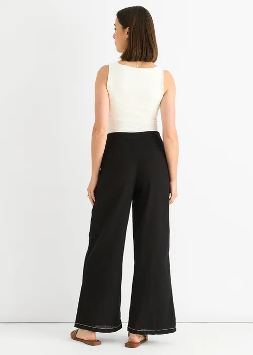 Gini London Black Contrast Embroidery Stitch Detail Trouser - 8 Image 2