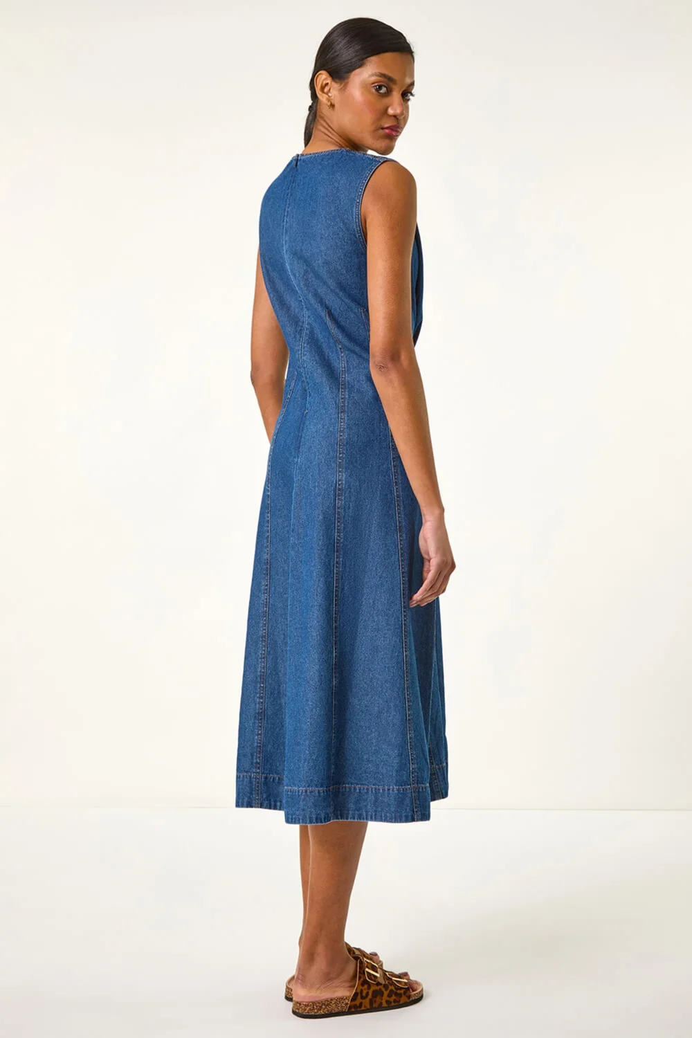 Roman Denim Panel Detail Midi Dress - 16 Image 3
