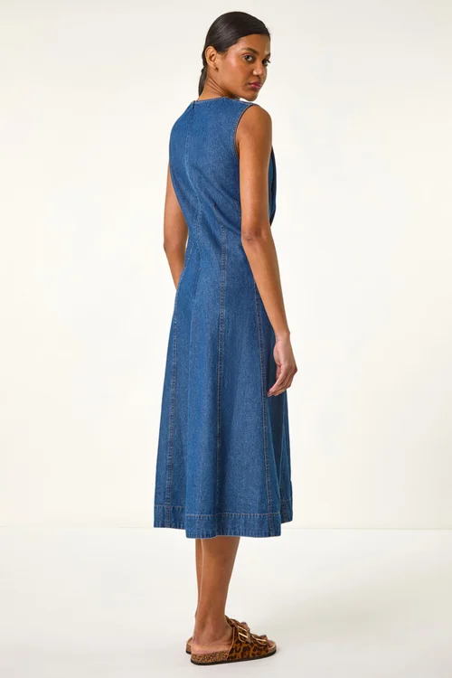 Roman Denim Panel Detail Midi Dress - 16 Image 3
