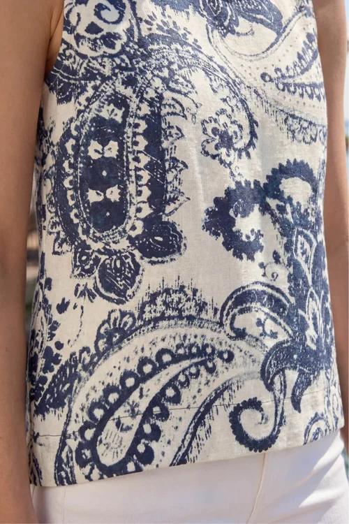 Roman Navy Paisley Print Shell Top - 12 Image 4