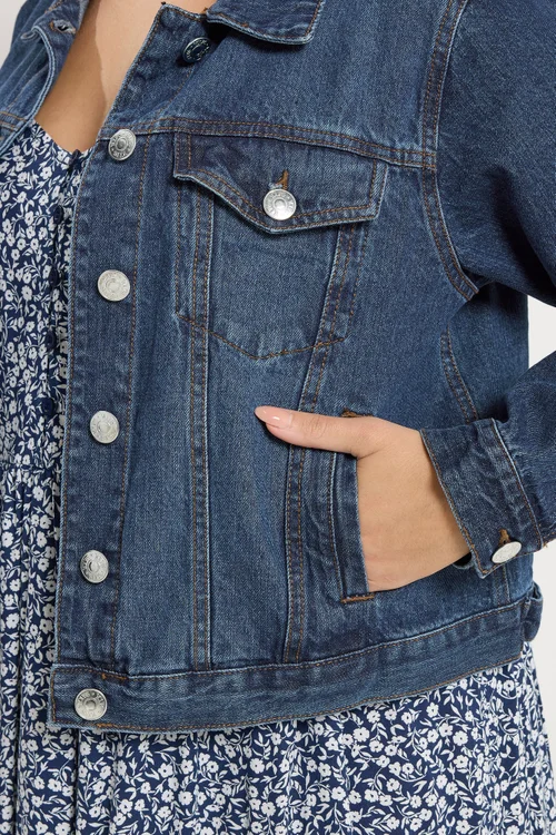 Yours Curve Indigo Blue Denim Jacket - 14 Image 5
