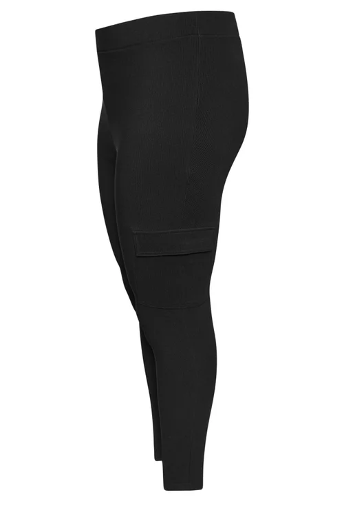 Yours Curve Black Cargo Leggings - 24 Image 4