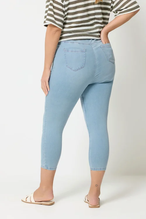 Yours Curve Light Blue Cropped Stretch JENNY Jeggings - 24 Image 3