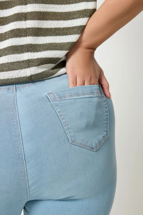Yours Curve Light Blue Cropped Stretch JENNY Jeggings - 24 Image 4