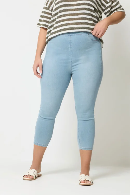 Yours Curve Light Blue Cropped Stretch JENNY Jeggings - 24 Image 1