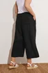Yours Curve Black Wide Leg Ankle Grazer Linen Trousers - Size 16 Image 4