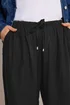 Yours Curve Black Wide Leg Ankle Grazer Linen Trousers - Size 16 Image 5