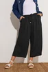 Yours Curve Black Wide Leg Ankle Grazer Linen Trousers - Size 16 Image 1