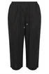 Yours Curve Black Wide Leg Ankle Grazer Linen Trousers - Size 16 Image 2