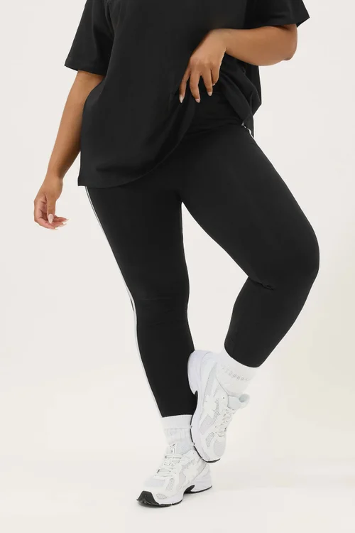 Yours Active Curve Black & White Side Stripe Leggings - 26-28 Image 3