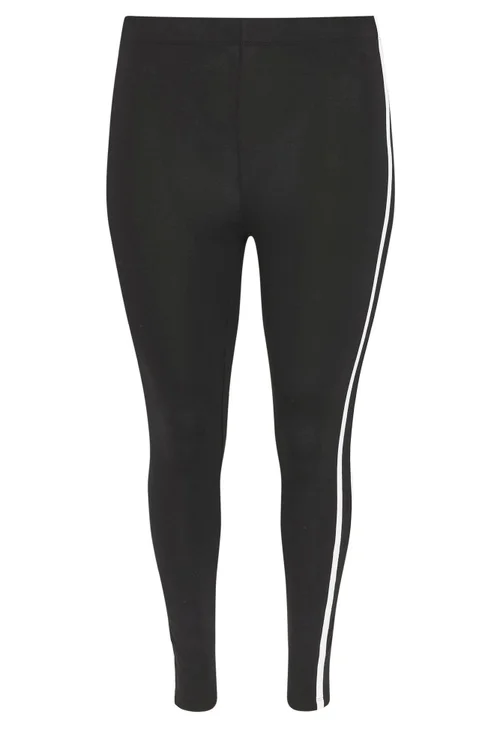 Yours Active Curve Black & White Side Stripe Leggings - 26-28 Image 5