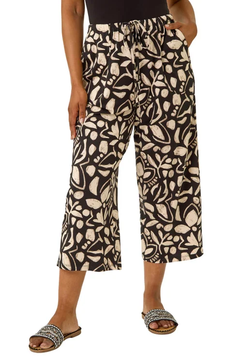 Roman Black Petite Abstract Stretch Trouser - 12 Image 1