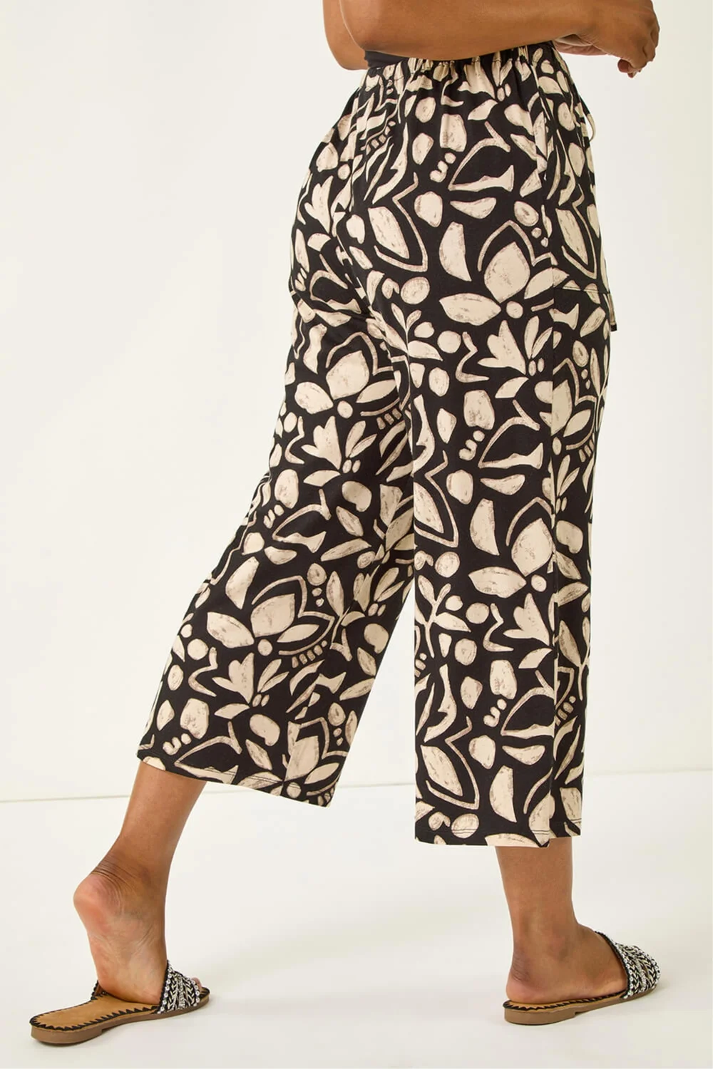 Roman Black Petite Abstract Stretch Trouser - 12 Image 4