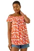 Roman Orange Printed Bardot Trim Detail Top - 16 Image 1