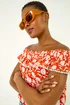 Roman Orange Printed Bardot Trim Detail Top - 16 Image 3