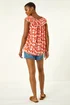 Roman Orange Printed Bardot Trim Detail Top - 16 Image 4