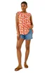 Roman Orange Printed Bardot Trim Detail Top - 16 Image 2