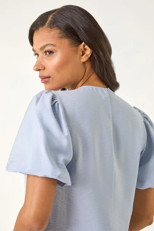 Roman Light Blue Balloon Short Sleeve Top - 18 Image 2