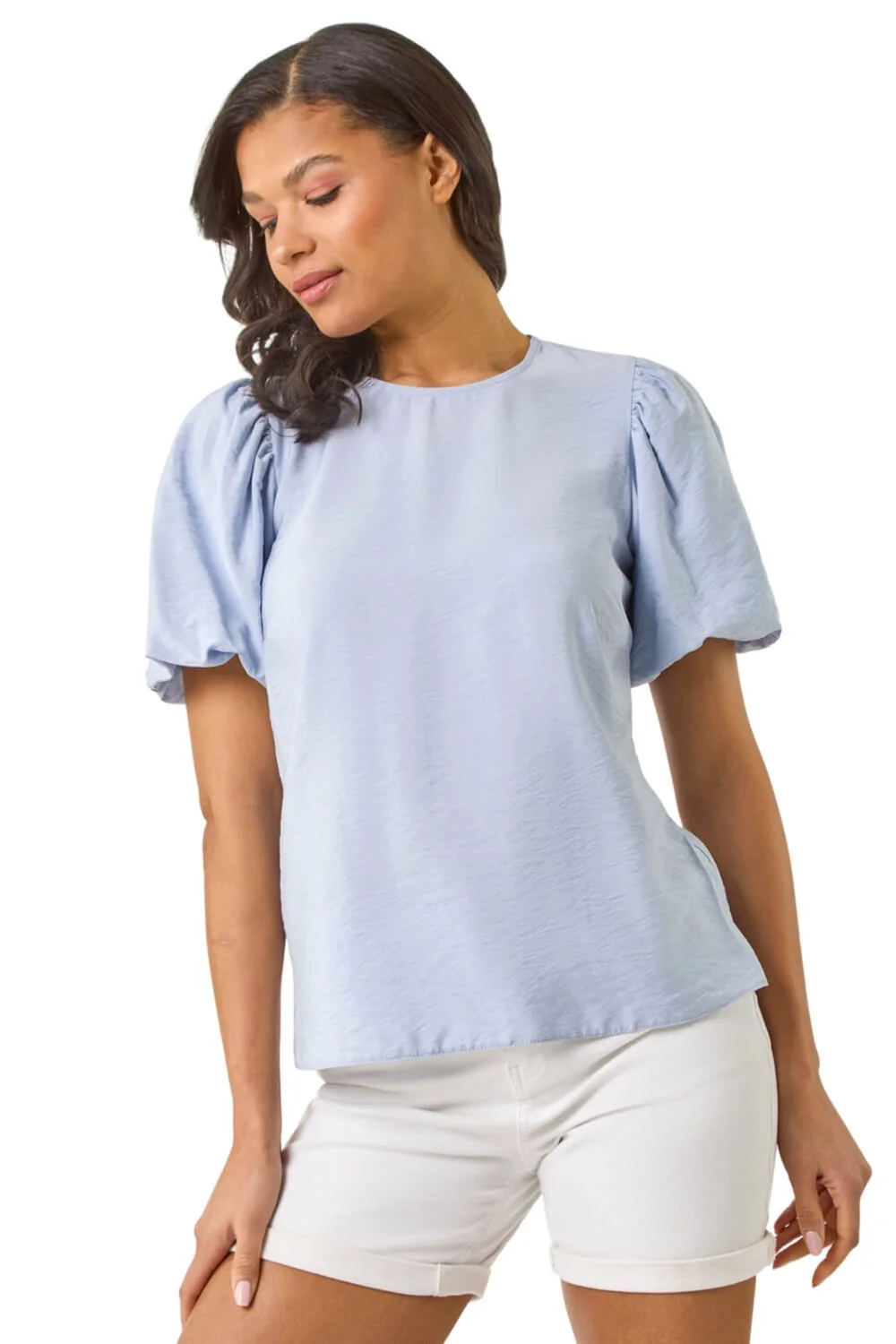 Roman Light Blue Balloon Short Sleeve Top - 18 Image 1