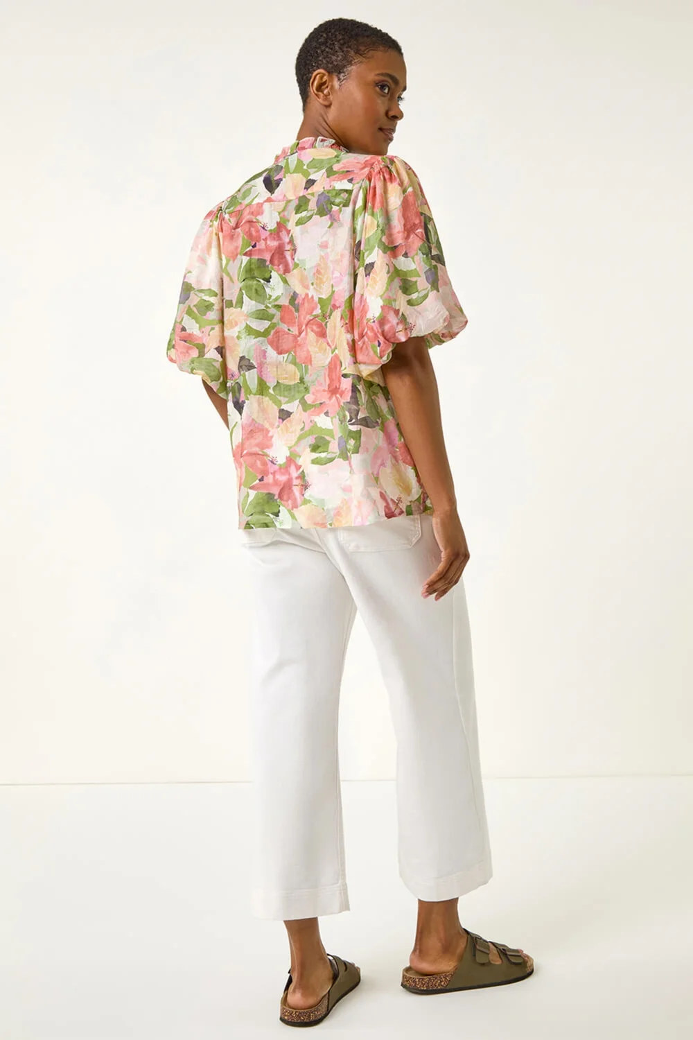 Roman Pink Floral Gathered Blouse - 18 Image 3
