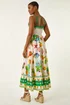 Roman Ivory Fruit Print Strap Detail Midi Dress - 14 Image 4
