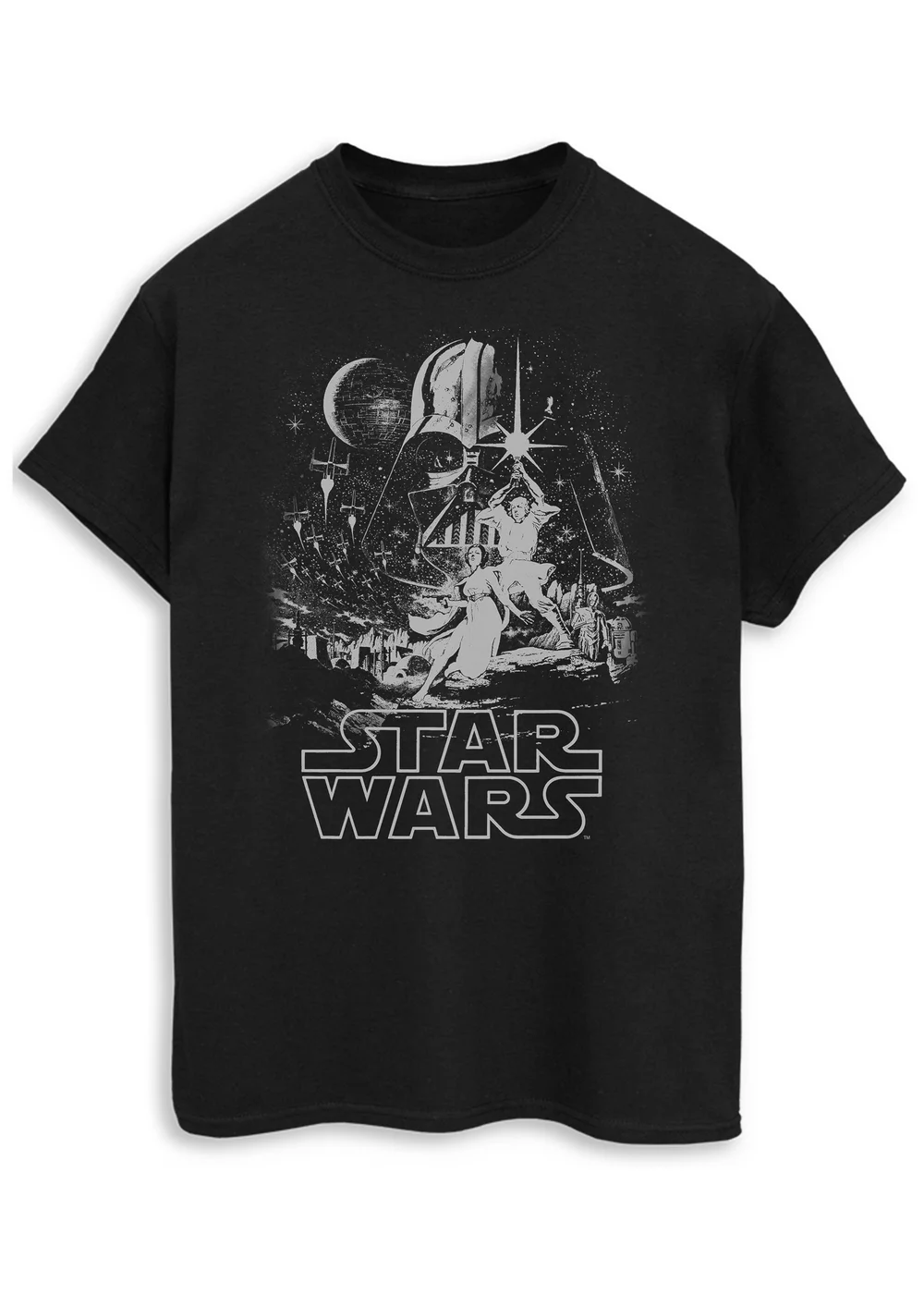 Spiral Galaxy Star Wars New Hope Poster Black Graphic T-Shirt - 3XL Image 1