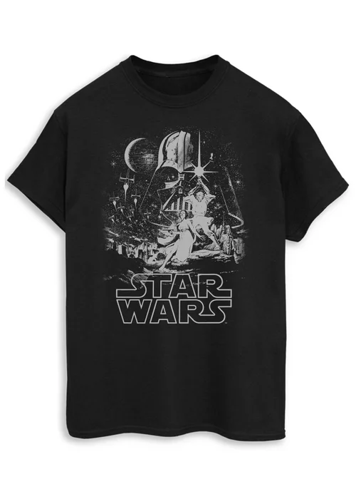 Spiral Galaxy Star Wars New Hope Poster Black Graphic T-Shirt - 3XL Image 1