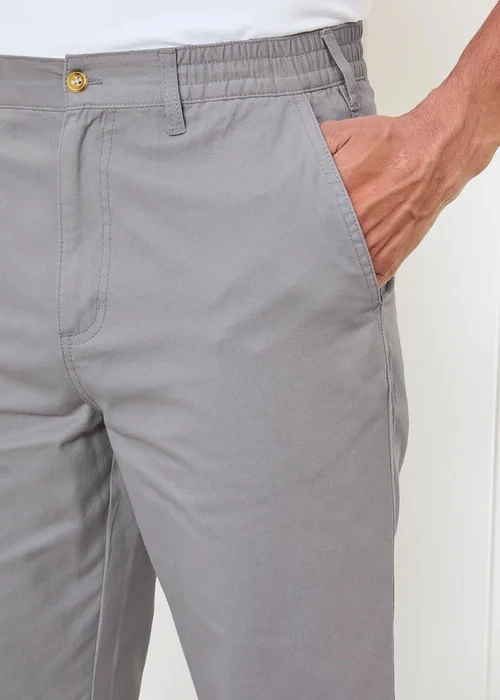 Cotton Traders Soft Grey Flat Front Comfort Trousers - 46/L33 Image 3