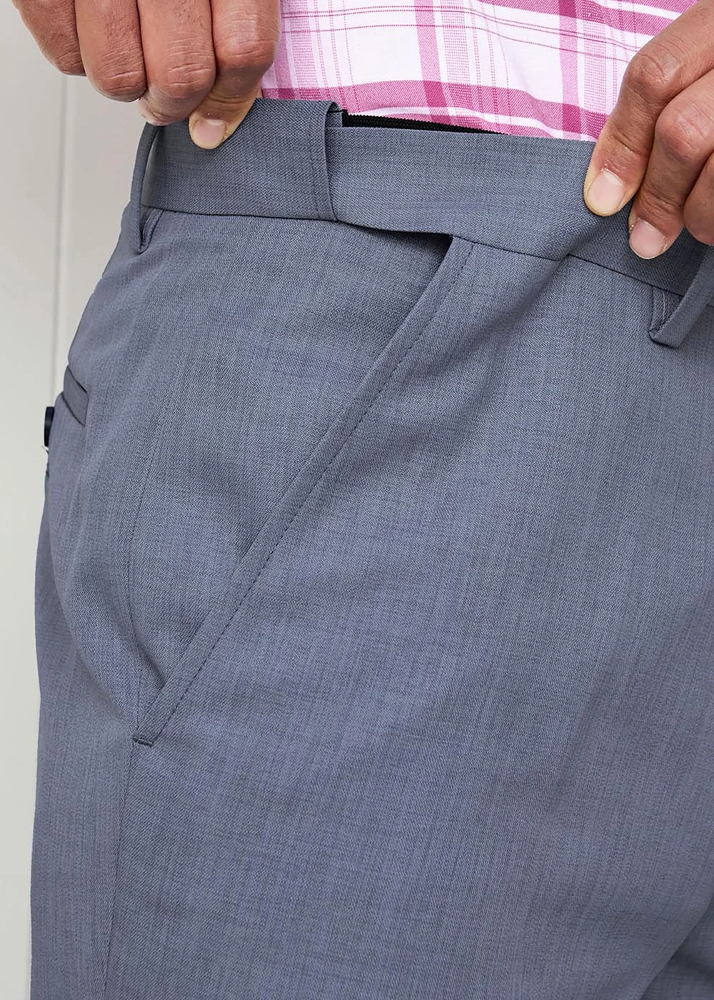 Cotton Traders Washed Blue Flat Front Supreme Easy-Care Trousers - 46/L31 Image 3