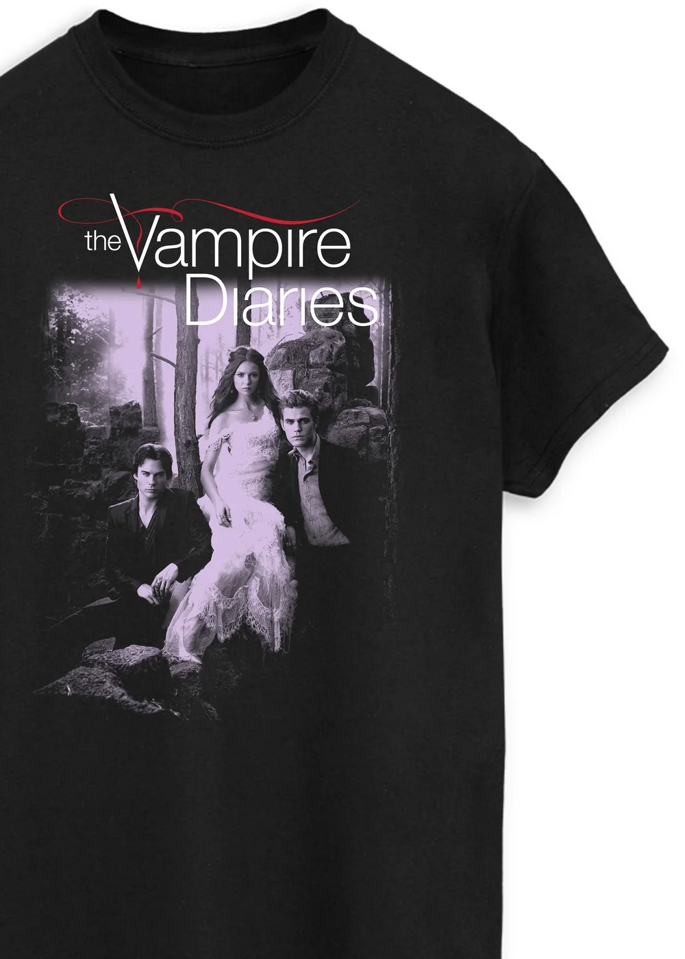 Spiral Galaxy The Vampire Diaries Black Boyfriend Fit Graphic T-Shirt - M Image 2