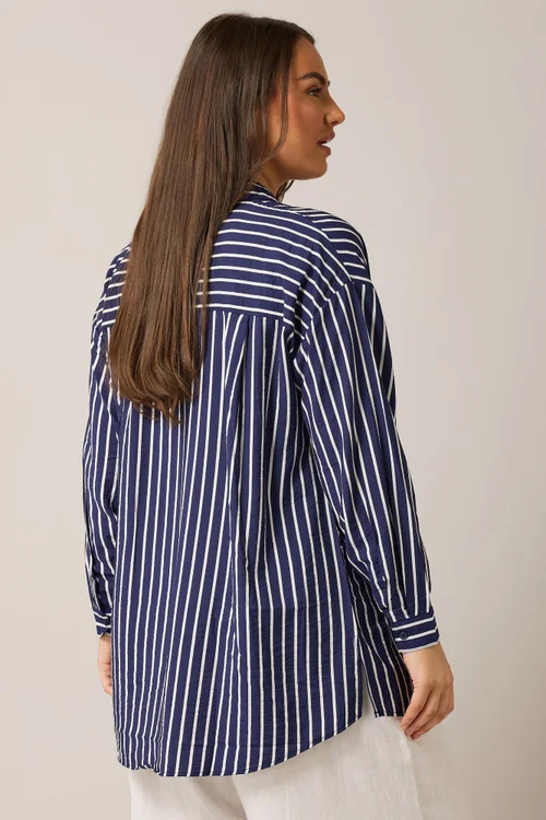 EVANS Curve Blue & White Stripe Girlfriend Shirt - 16 Image 4