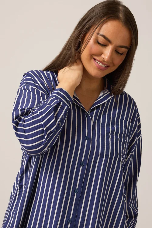 EVANS Curve Blue & White Stripe Girlfriend Shirt - 16 Image 5
